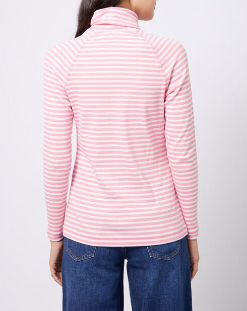 Sous-pull en Coton col roulé à rayures rose/blanc