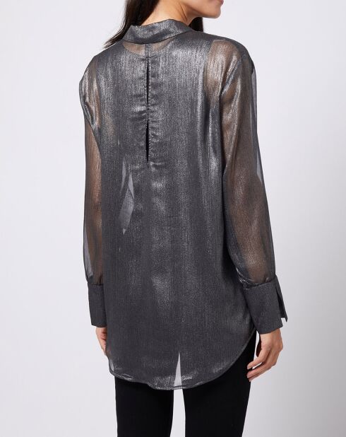 Blouse lurex 2 en 1 gris foncé