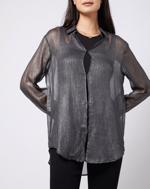 Blouse lurex 2 en 1 gris foncé
