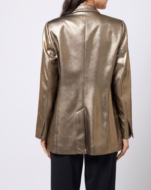Veste blazer enduit métallisé coupe droite bronze