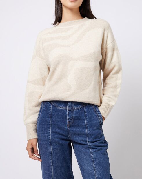 Pull en Laine mélangée Néo jacquard bicolore beige/écru
