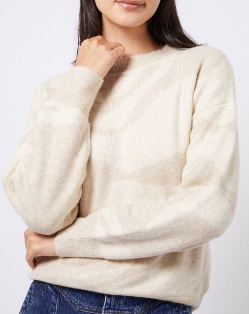 Pull en Laine mélangée Néo jacquard bicolore beige/écru