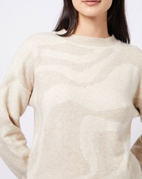 Pull en Laine mélangée Néo jacquard bicolore beige/écru