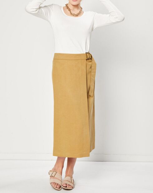 T-Shirt en Coton bio mélangé texture côtelée écru