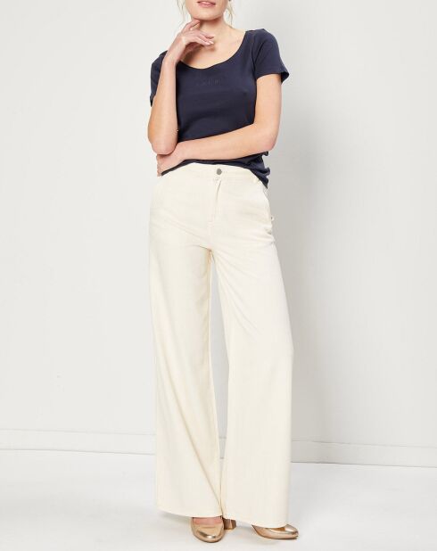 T-shirt en 100% coton biologique à logo en strass bleu marine