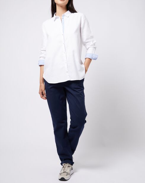 Pantalon chino en Coton mélangé classique bleu marine