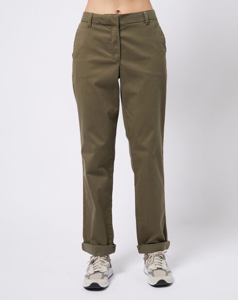 Pantalon chino en Coton mélangé classique kaki