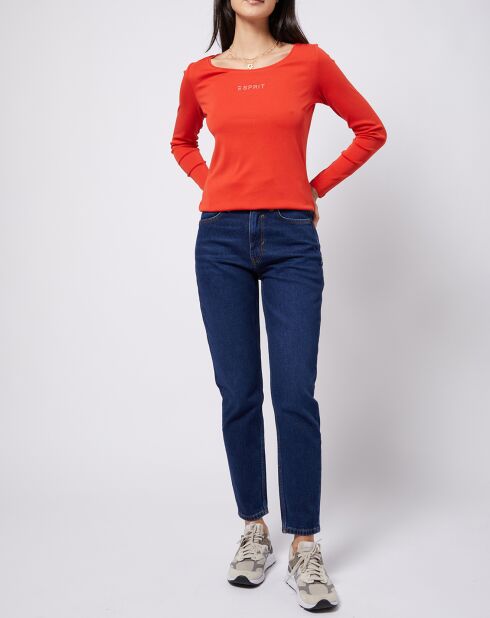 Jean Mom taille haute à jambes droites bleu foncé