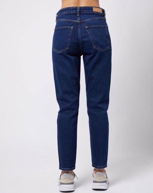 Jean Mom taille haute à jambes droites bleu foncé