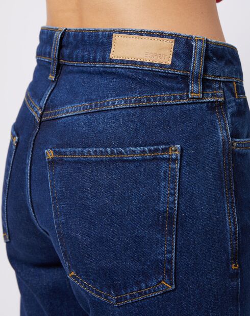 Jean Mom taille haute à jambes droites bleu foncé