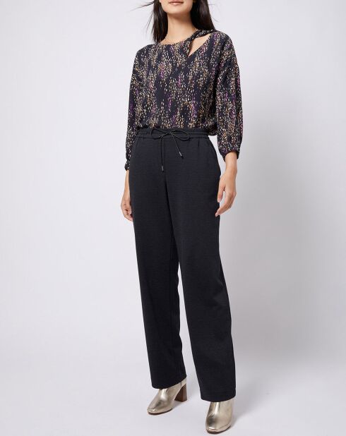 Pantalon jogging stretch à taille élastiquée gris foncé