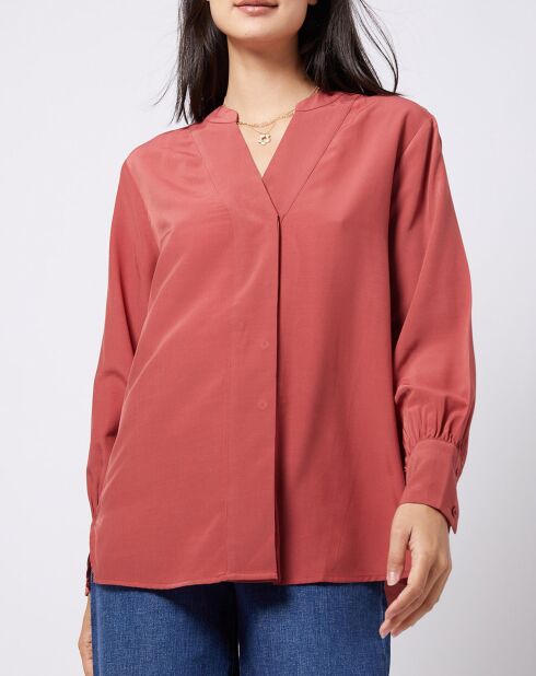 Blouse à encolure en V lenzing™ ecovero™ rouge terracotta