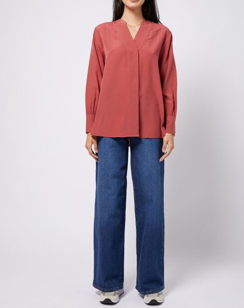 Blouse à encolure en V lenzing™ ecovero™ rouge terracotta