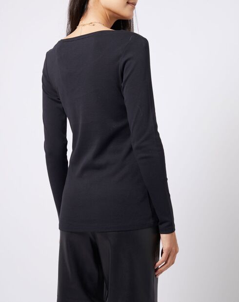 T-Shirt en Coton à logo strass noir