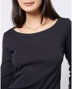 T-Shirt en Coton à logo strass noir