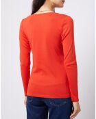 T-Shirt en Coton à logo strass rouge corail
