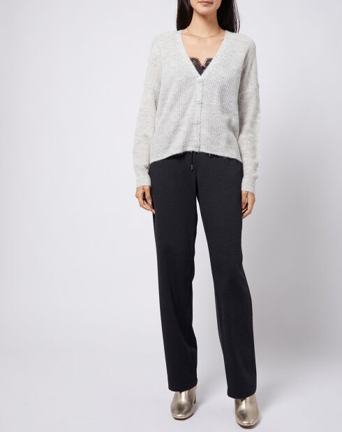 Cardigan en Maille mélangée 4 boutons gris chiné