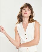 Gilet tailleur en Lin & Coton Voliane ivoire