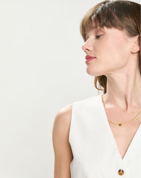 Gilet tailleur en Lin & Coton Voliane ivoire