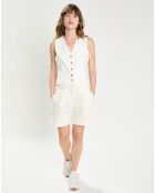 Gilet tailleur en Lin & Coton Voliane ivoire