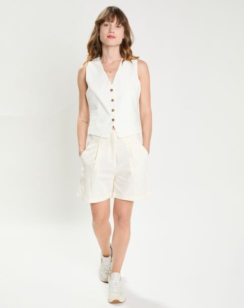 Gilet tailleur en Lin & Coton Voliane ivoire