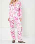 Pyjama satiné Mathilde Tie & Dye rose/blanc