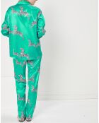 Pyjama satiné Clara imprimé vert émeraude