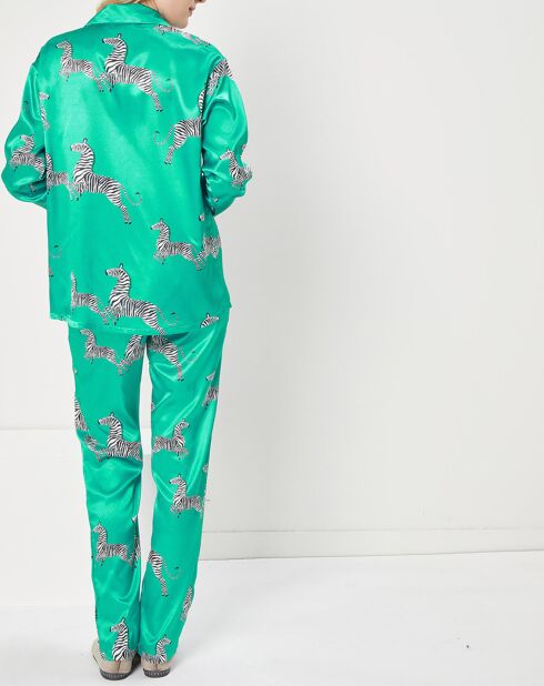 Pyjama satiné Clara imprimé vert émeraude