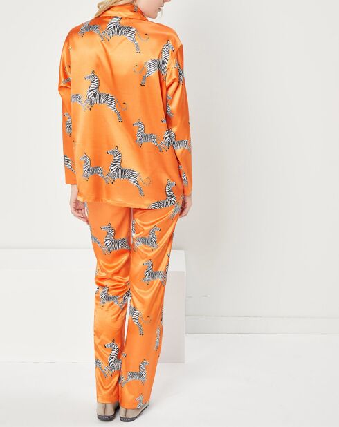 Pyjama satiné Clara imprimé orange