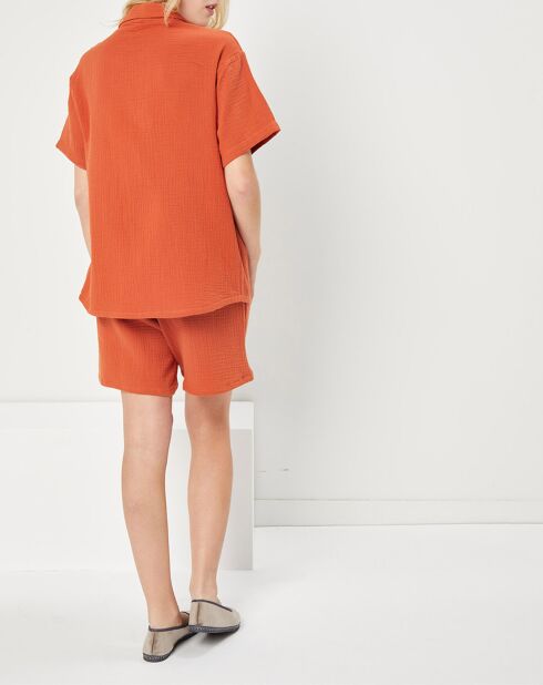 Pyjama 100% Gaze de Coton Marie Intemporel terracota