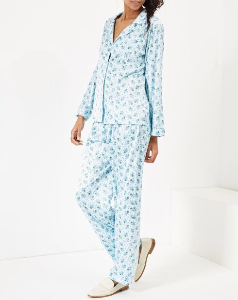 Pyjama satiné Clarisse imprimé bleu ciel