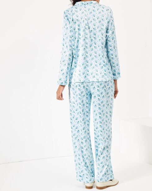 Pyjama satiné Clarisse imprimé bleu ciel
