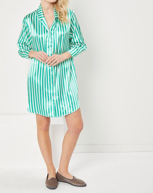 Liquette satiné Charlotte à rayures vert/blanc