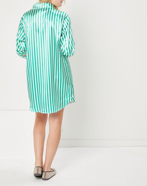 Liquette satiné Charlotte à rayures vert/blanc