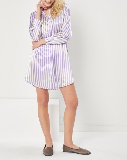 Liquette satiné Charlotte à rayures violet/blanc