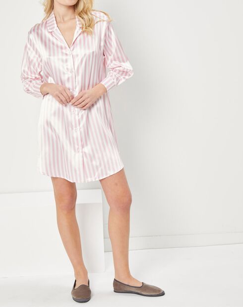 Liquette satiné Charlotte à rayures rose pâle/blanc