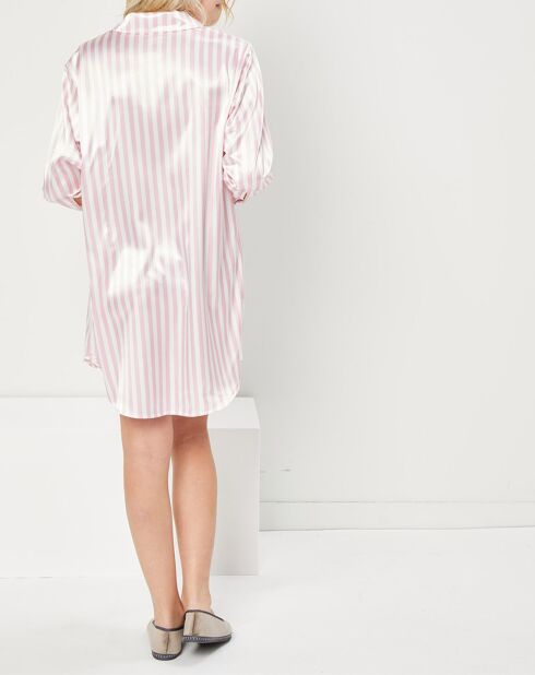 Liquette satiné Charlotte à rayures rose pâle/blanc