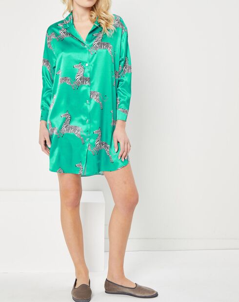 Liquette satiné Lisa imprimée vert émeraude