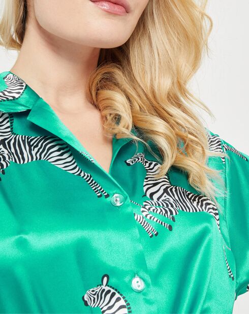 Liquette satiné Lisa imprimée vert émeraude