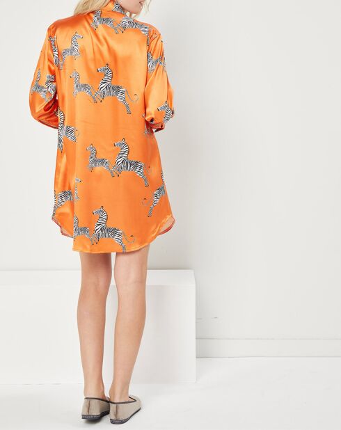 Liquette satiné Louise imprimée zèbre orange