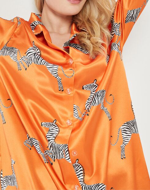 Liquette satiné Louise imprimée zèbre orange