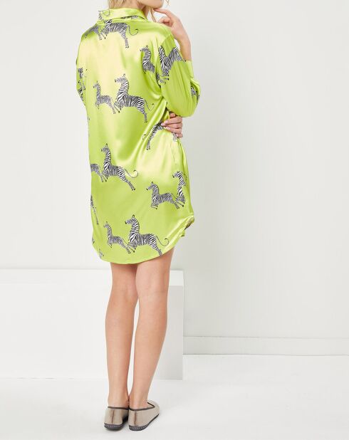 Liquette satiné Louise imprimée vert anis