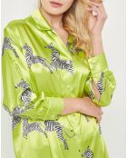 Liquette satiné Louise imprimée vert anis