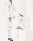 Pyjama satiné Eye blanc/bleu/doré