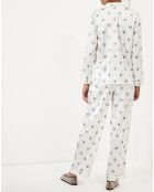 Pyjama satiné Eye blanc/bleu/doré