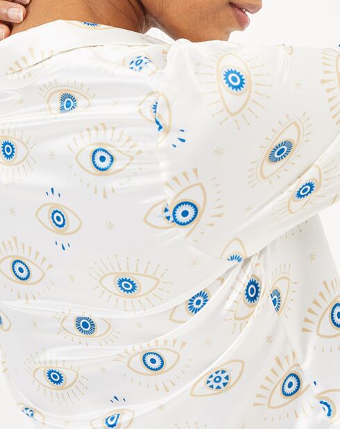 Pyjama satiné Eye blanc/bleu/doré