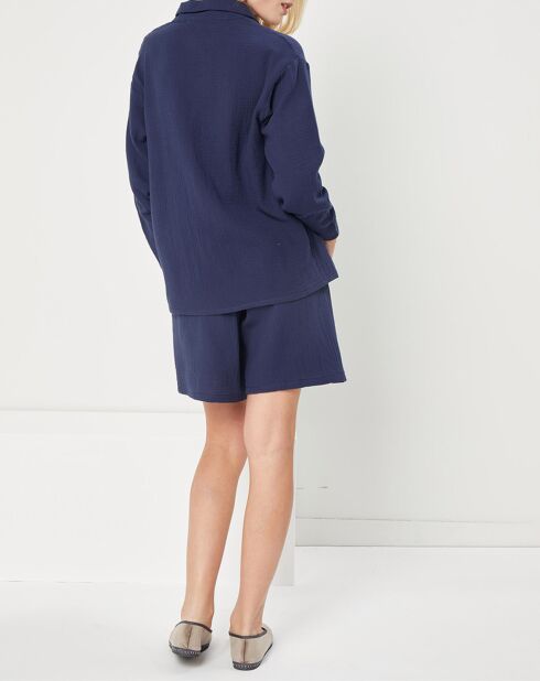 Pyjama 100% Gaze de Coton Maria Intemporel bleu marine