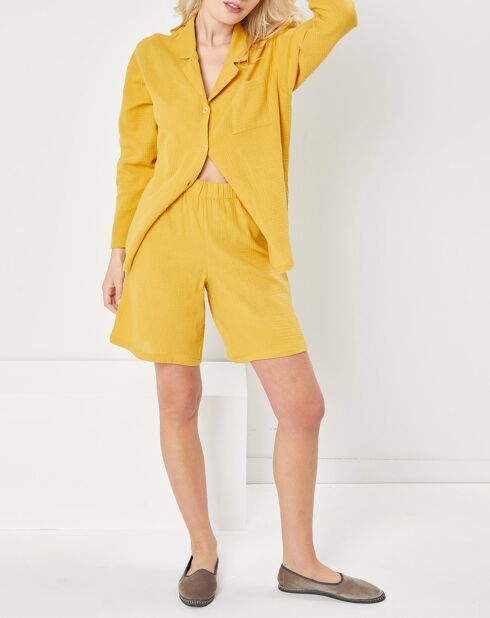 Pyjama 100% Gaze de Coton Maria Intemporel jaune moutarde