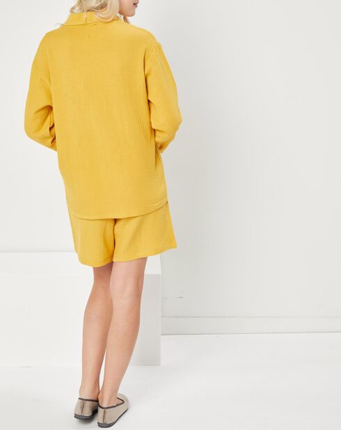 Pyjama 100% Gaze de Coton Maria Intemporel jaune moutarde