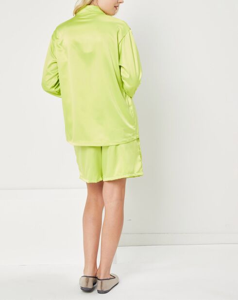 Pyjama satiné Jeanne vert anis